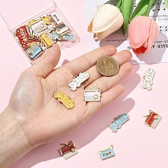 30Pcs 15 Styles Music Theme Alloy Enamel Pendants&nbsp;ENAM-YW0009-14