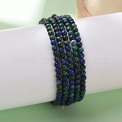 Natural Chrysocolla and Lapis Lazuli(Dyed) Round Bead Stretch Bracelets&nbsp;BJEW-L594-B04