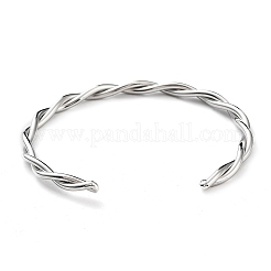 Non-Tarnish 304 Stainless Steel Twisted Rope Cuff Bangles for Women&nbsp;BJEW-P296-01P