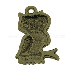 Tibetan Style Alloy Owl Pendants&nbsp;TIBEP-3752-AB-FF