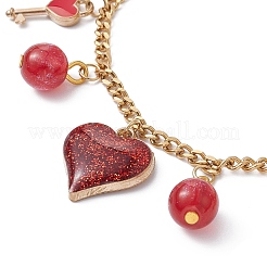 Valentine's Day Alloy Enamel & Resin Charm Bracelet&nbsp;BJEW-JB09565-01