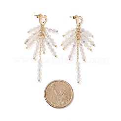 Clear Glass Beaded Tassel Dangle Stud Earrings&nbsp;EJEW-TA00160