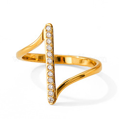 304 Stainless Steel Micro Pave Clear Cubic Zirconia Finger Rings for Women&nbsp;WGDBD87-03