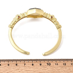 Hexagon Brass Pave Natural Labradorite & Cubic Zirconia Cuff Bangles for Women&nbsp;BJEW-Z172-01G-07