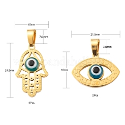4Pcs 2 Style 304 Stainless Steel Pendants&nbsp;STAS-LS0001-79G