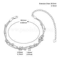 Rhodium Plated 925 Sterling Silver Multi-Strand Bracelets&nbsp;JB620A