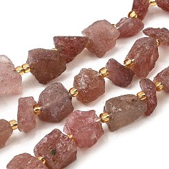 Raw Rough Natural Strawberry Quartz Beads Strands&nbsp;G-Z087-A09