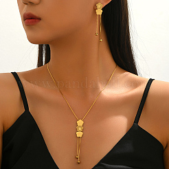 Stainless Steel Flower Earrings & Lariat Necklaces Sets for Women&nbsp;GQ8201
