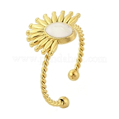 Flower 304 Stainless Steel Enamel Open Cuff Rings for Women&nbsp;RJEW-G338-15G-01