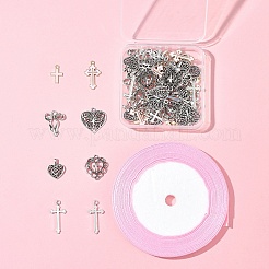 DIY Heart & Bowknot & Cross Alloy Pendant Decoration Making Kits&nbsp;DIY-FS0007-28