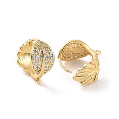Brass Micro Pave Clear Cubic Zirconia Hoop Earrings&nbsp;ZIRC-F133-14G