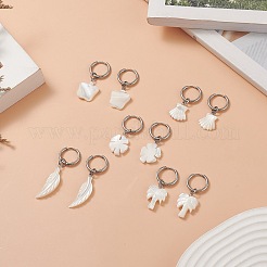 Natural Shell Dangle Hoop Earrings&nbsp;EJEW-JE05195