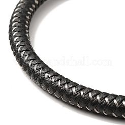 Microfiber Leather Braided Round Cord Bracelet with 304 Stainless Steel Clasp for Men Women&nbsp;BJEW-C021-27P