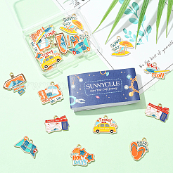 18Pcs 9 Styles Tourism Theme Alloy Enamel Pendants&nbsp;FIND-SC0019-21