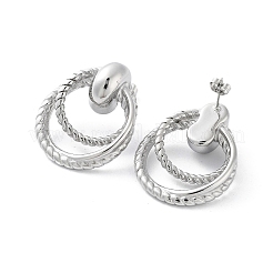 Non-Tarnish 304 Stainless Steel Double Ring Dangle Stud Earrings&nbsp;EJEW-D095-18P