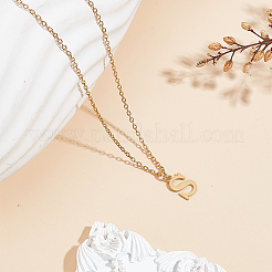 304 Stainless Steel Letter Pendant Necklaces&nbsp;NJEW-LP0001-53S-G