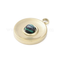 Synthetic Malachite Flat Round Charms&nbsp;STAS-L022-415G-02