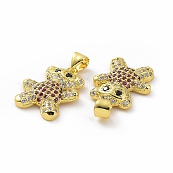Brass Micro Pave Clear Cubic Zirconia Pendants&nbsp;ZIRC-F135-28G