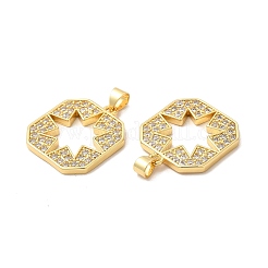 Rack Plating Brass Micro Pave  Cubic Zirconia Pendants&nbsp;KK-B068-34G