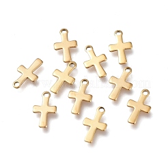 Ion Plating(IP) 304 Stainless Steel Tiny Cross Charms&nbsp;X-STAS-E104-34G