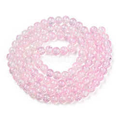 Transparent Crackle Baking Paint Glass Beads Strands&nbsp;DGLA-T003-01B-14