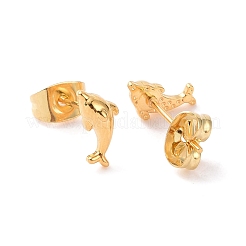 304 Stainless Steel Tiny Dolphin Stud Earrings with 316 Stainless Steel Pins for Women&nbsp;EJEW-J043-19G