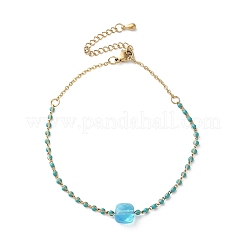 304 Stainless Steel Glass Beads Link Chain Bracelets&nbsp;BJEW-A036-14G-01