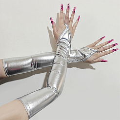 Women's Shiny Polyester Long Fingerless Gloves&nbsp;AJEW-CL0003-03A
