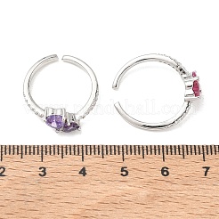 Brass Micro Pave Cubic Zirconia Cuff Open Rings&nbsp;RJEW-Z145-03P