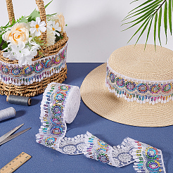 Polyester Rainbow Paillette Lace Ribbon&nbsp;DIY-WH0632-66B