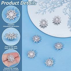 6PCS Brass Micro Pave Clear Cubic Zirconia Buttons&nbsp;KK-FG0001-26B