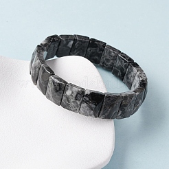 Rectangle Natural Map Stone Beads Stretch Bracelets for Women Men&nbsp;BJEW-Z149-01G
