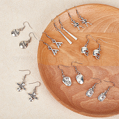 8 Pairs 8 Style Softball Sport Theme Alloy Dangle Earrings&nbsp;EJEW-AN0003-21