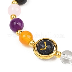12 Zodiac Sign Natural Black Obsidian Round Beads Stretch Bracelets for Men Women&nbsp;WG228FC-09