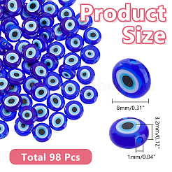 2Strands Handmade Evil Eye Lampwork Beads Strands&nbsp;LAMP-HY0001-14
