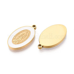Religion 304 Stainless Steel & Enamel Oval Pendants&nbsp;STAS-T073-14G