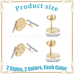 8Pcs 4 Styles 201 Stainless Steel Flat Round Stud Earring Findings&nbsp;STAS-LP0001-18