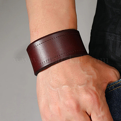 2Pcs 2 Colors Flat Sided Cowhide Leather Cord Bracelets&nbsp;BJEW-CL0001-58