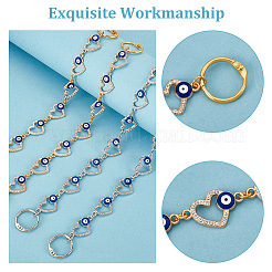 1 Set Alloy Enamel Crystal Rhinestone Heart with Evil Eye Link Shoe Decoration Chain&nbsp;FIND-NB0004-13