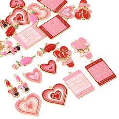 24Pcs 12 Styles Valentine's Day Rack Plating Alloy Enamel Pendants&nbsp;ENAM-FS0002-56