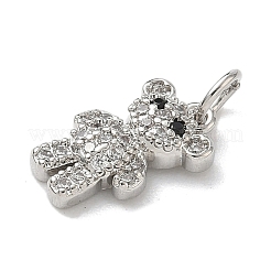 Brass Micro Pave Black and Clear Cubic Zirconia Bear Charms&nbsp;KK-B155-20P