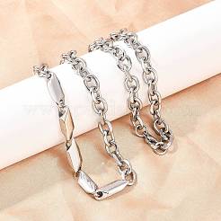 304 Stainless Steel Cable Chain Rhombus Link Chain Necklaces for Men Women&nbsp;NJEW-G186-01P-01