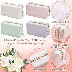12Pcs 4 Colors Portable Travel PU Leather Zipper Cosmetic Storage Bags&nbsp;ABAG-WA0001-03