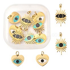 8Pcs 4 Style 316 Surgical Stainless Steel Enamel Pendants&nbsp;STAS-LS0001-78G
