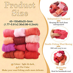 60g 12 colors Needle Felting Wool Roving&nbsp;DIY-TA0011-31A