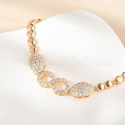 Brass Micro Pave Cubic Zirconia Link Chain Bracelets&nbsp;KK-R217-45G
