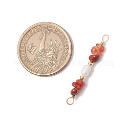 Natural Mixed Stone Chip & Natural Cultured Freshwater Pearl Rice Beaded Connector Charms&nbsp;PALLOY-JF03707