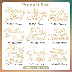 9Pcs 9 Styles Carbon Steel Self-adhesive Picture Stickers&nbsp;DIY-OC0009-17B