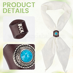 2Pcs 2 Colors Leather & Alloy & Synthetic Turquoise Scarf Clips&nbsp;AJEW-CL0005-24A