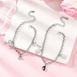 2Pcs 304 Stainless Steel Charm Bracelets&nbsp;BJEW-JB12823